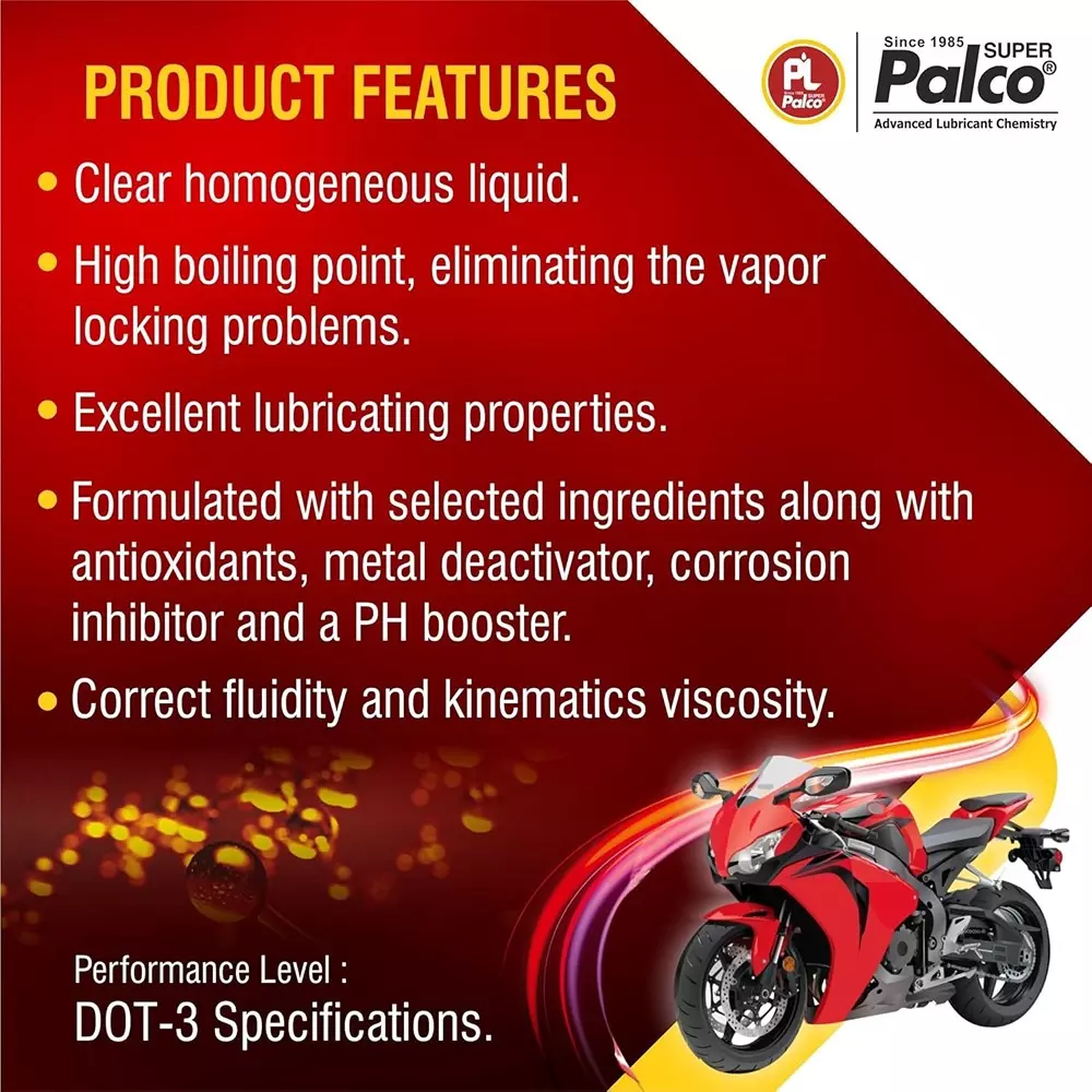 Palco Hawk DOT-3 Break Oils 500 ml 9.6 PH Value Red Crimson