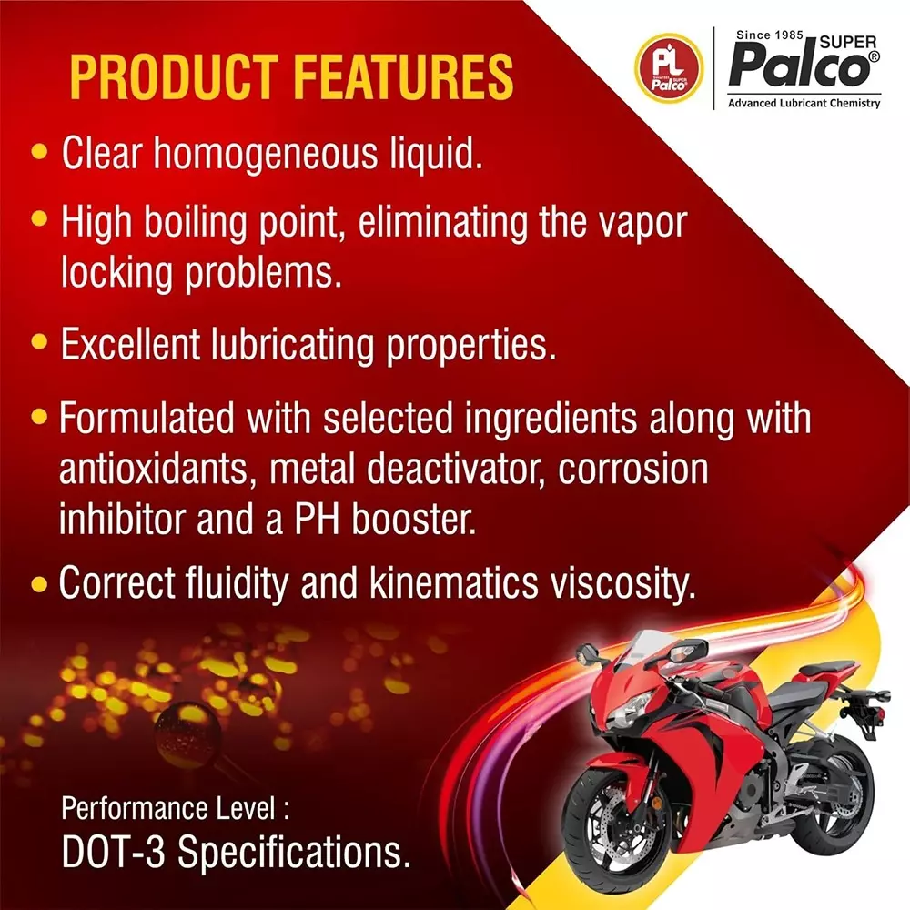 Palco Hawk DOT-3 Break Oils 100 ml 9.6 PH Value Red Crimson (Pack of 5)