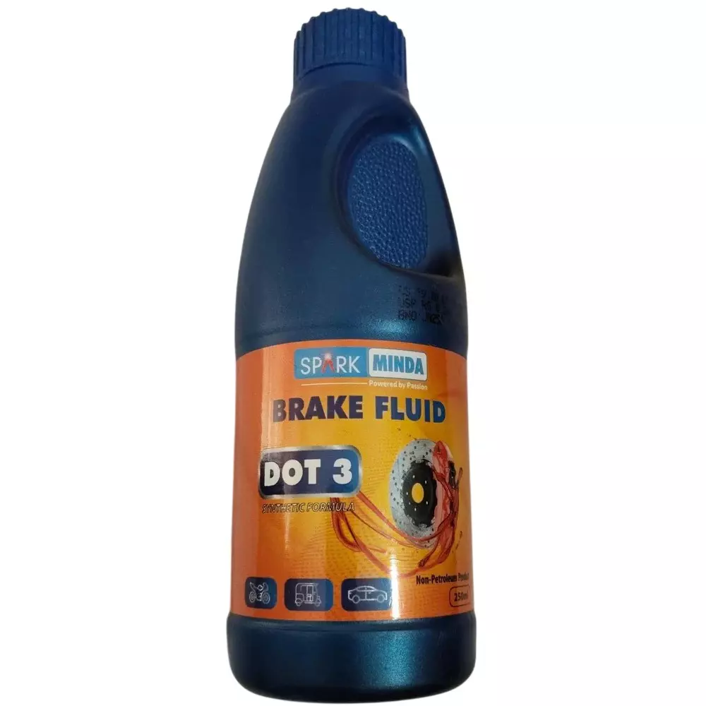 Spark Minda Brake Fluid DOT 3 (Glycol-based) 250 ml for Two, Three & Four Wheelers, BO-102