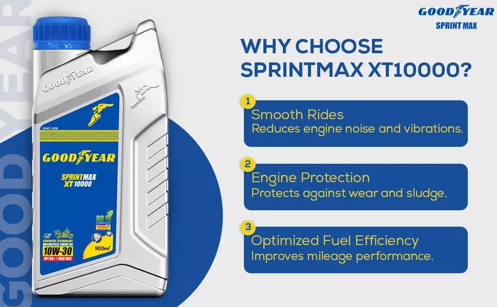 GOODYEAR 10W30 Sprintmax XT10000 4T Semi Synthetic Engine Oil 0.9 Ltrs