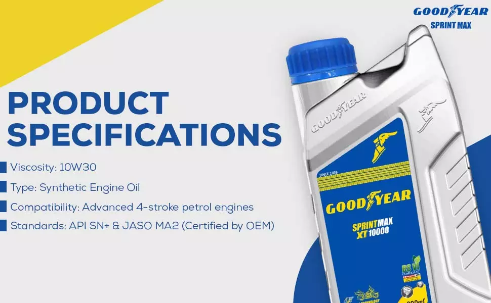 GOODYEAR 10W30 Sprintmax XT10000 4T Semi Synthetic Engine Oil 0.9 Ltrs