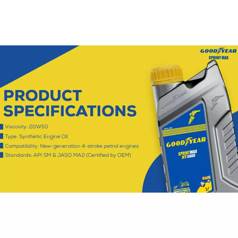 Goodyear Sprintmax XT5000 4T 20W-50 1.0 L Engine Oil for Motorcycles