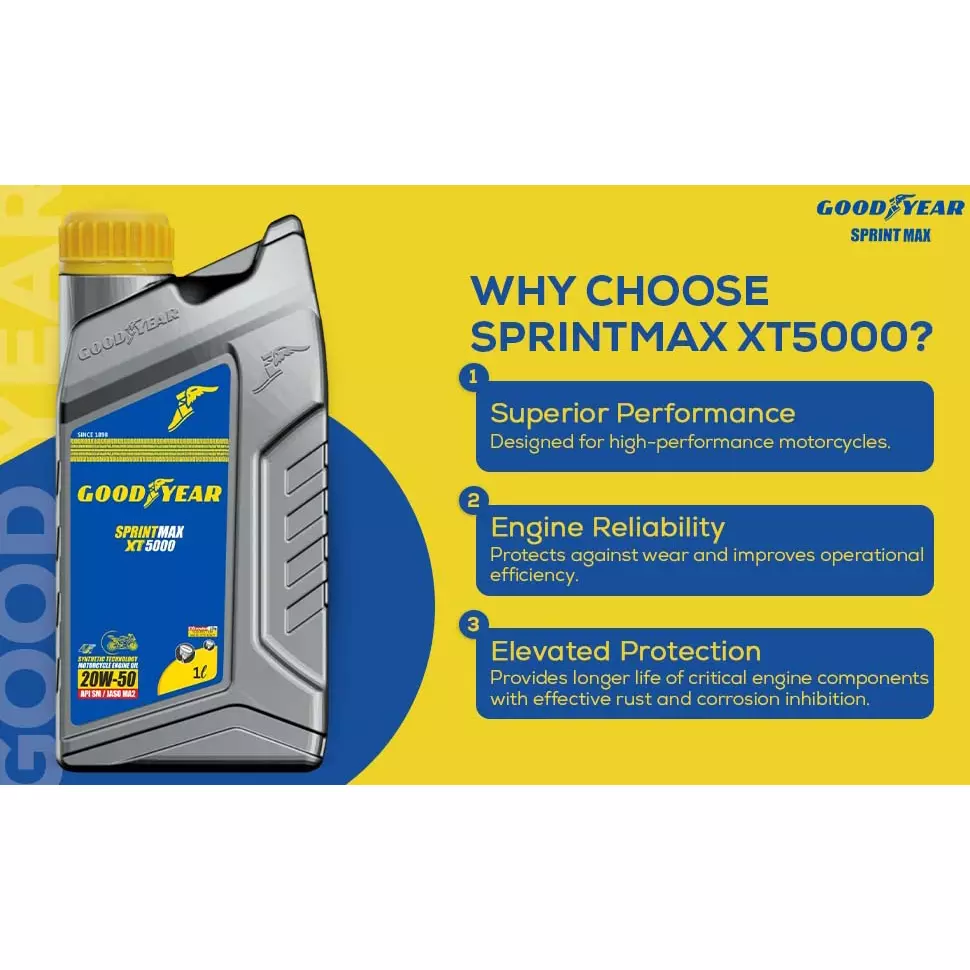 Goodyear Sprintmax XT5000 4T 20W-50 1.0 L Engine Oil for Motorcycles