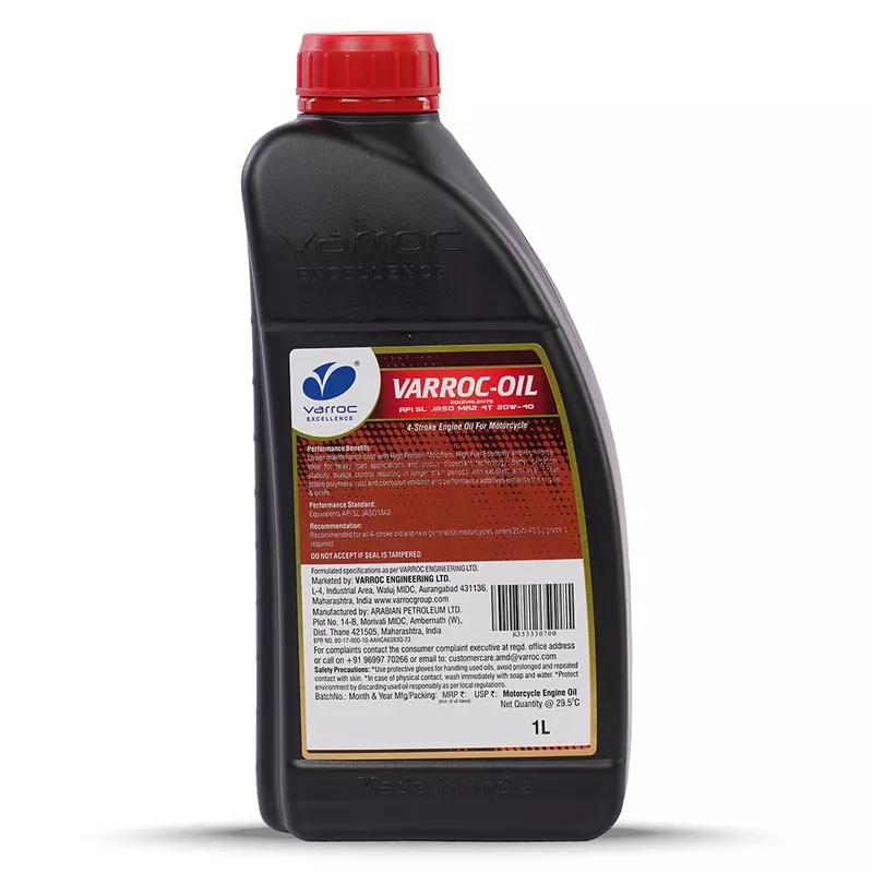Varroc SAE 20W-40 SL MA2 Mineral Engine Oil 1 L for 2 Wheeler, VOIL-20W40-1000SL (Pack of 12)