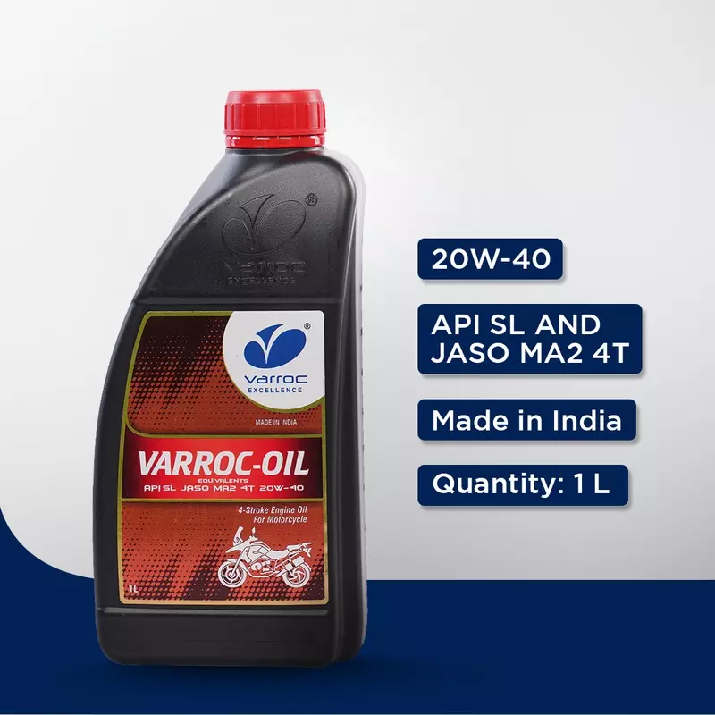 Varroc SAE 20W-40 SL MA2 Mineral Engine Oil 1 L for 2 Wheeler, VOIL-20W40-1000SL (Pack of 12)