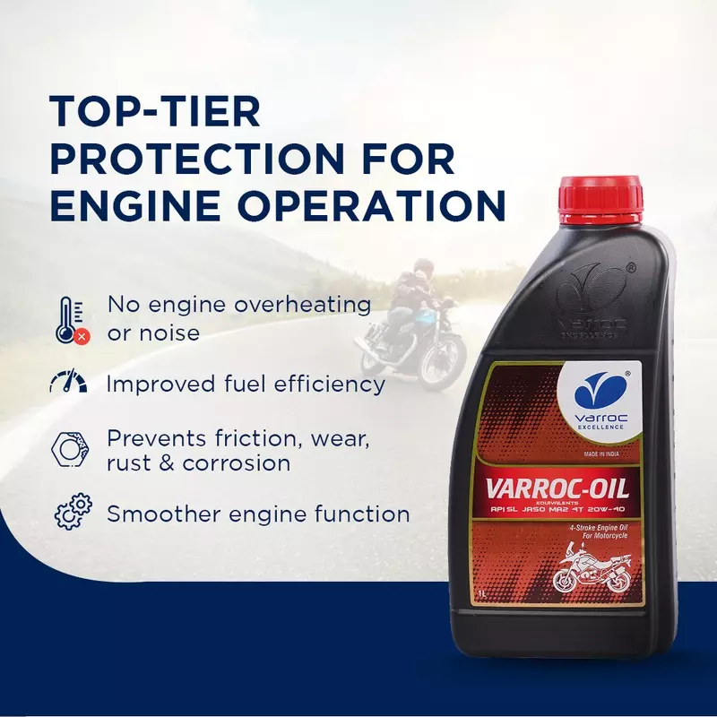 Varroc SAE 20W-40 SL MA2 Mineral Engine Oil 1 L for 2 Wheeler, VOIL-20W40-1000SL (Pack of 12)