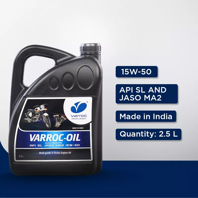Varroc SAE 15W-50 SL Multi Grade Engine Oil 2.5 L for 2 Wheeler, VOIL-15W50-2500SL (Pack of 10)
