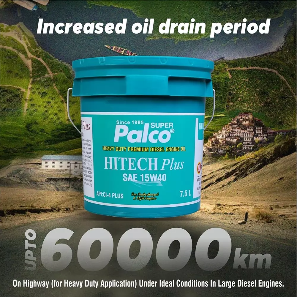 Palco Hitech Plus Engine Oil 7.5 L Capacity CI-4 Plus API 15W40 Green