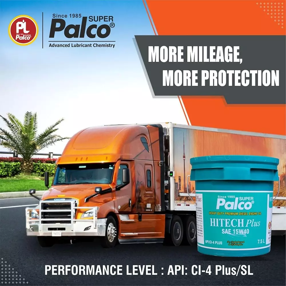 Palco Hitech Plus Engine Oil 7.5 L Capacity CI-4 Plus API 15W40 Green