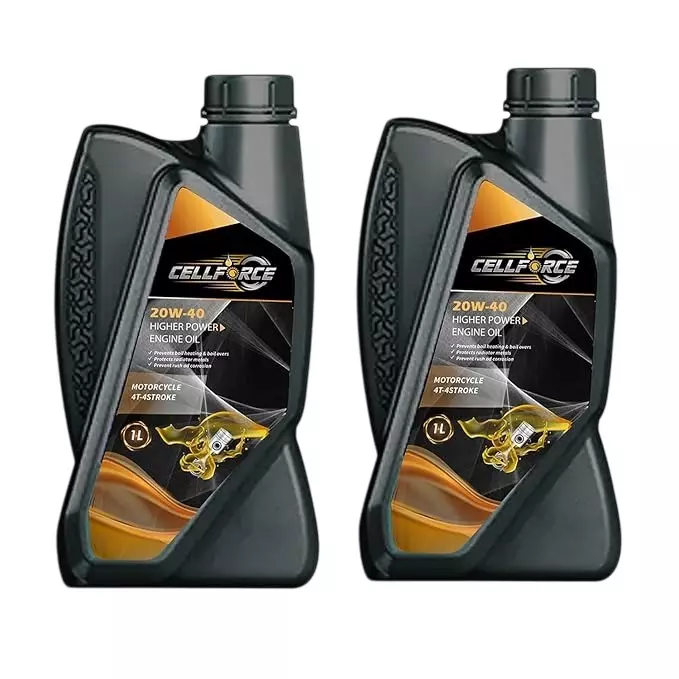 Cellforce Fully Synthetic 4 T-4 Stroke Engine Oil Yellow 1 L Bottle Liquid Product Form for Motorcycle Use, C_20w40_2L (Pack of 2 Pcs)