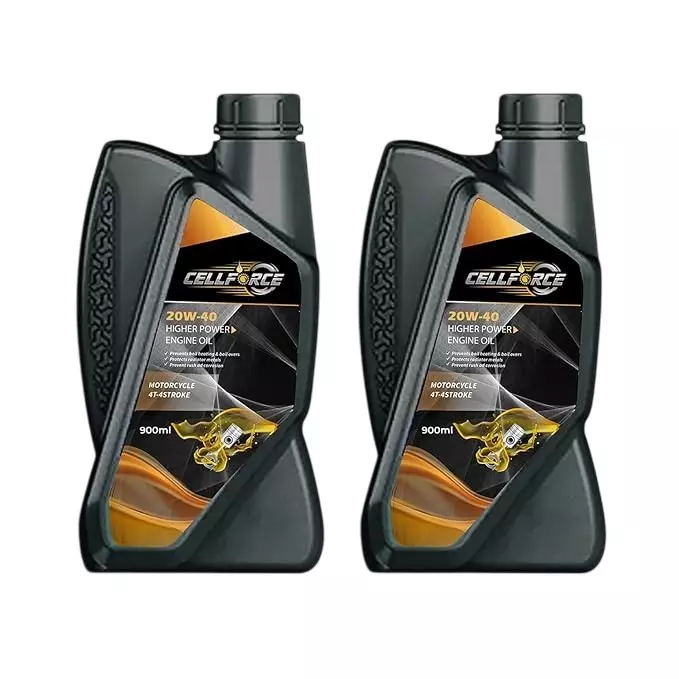 Cellforce Fully Synthetic 4 T-4 Stroke Engine Oil Yellow 900 ml Bottle Liquid Product Form for Motorcycle Use, C_20w40_1800ML (Pack of 2 Pcs)