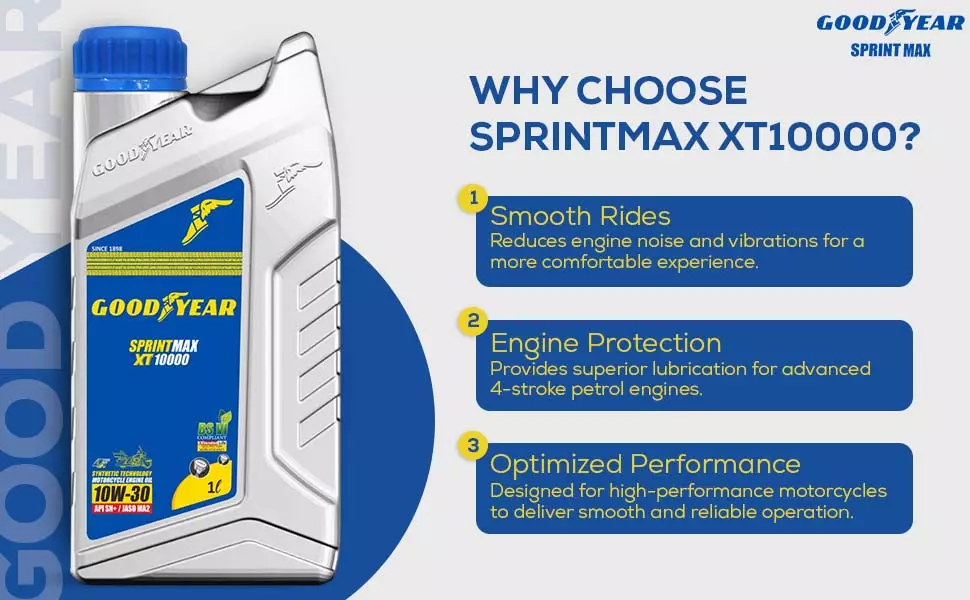 GOODYEAR 10W30 Sprintmax XT10000 4T Semi-Synthetic Engine Oil 1.0 Ltrs