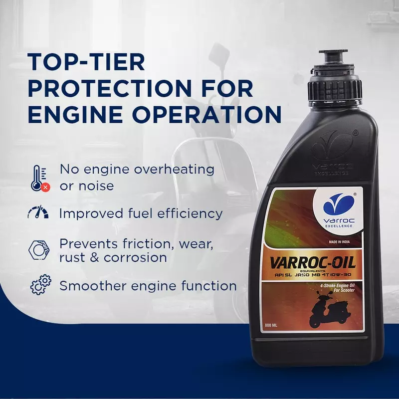 Varroc SAE 10W-30 SL MB Mineral Engine Oil 800 ml for Scooter, VOIL-10W30-800SL (Pack of 6)