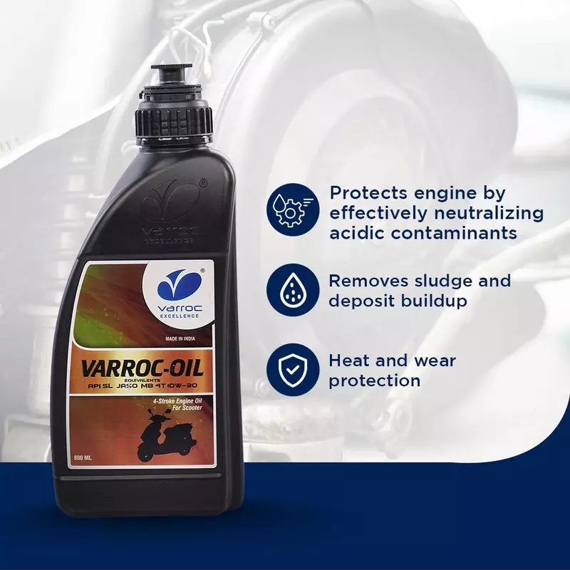 Varroc SAE 10W-30 SL MB Mineral Engine Oil 800 ml for Scooter, VOIL-10W30-800SL (Pack of 6)