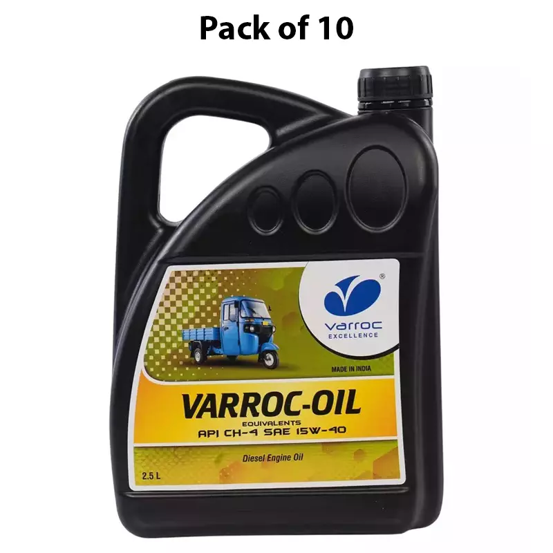 Varroc SAE 15W-40 CH-4 Multi Grade Engine Oil 2.5 L for 3 Wheeler Diesel Engine, VOIL-15W40-2500CH (Pack of 10)