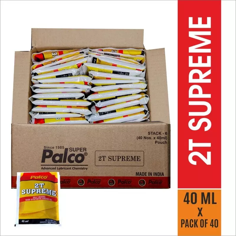 Palco 2T Supreme Engine Oil 40 ml TC, JASO: FC API Semi-Synthetic Green (Pack of 40)