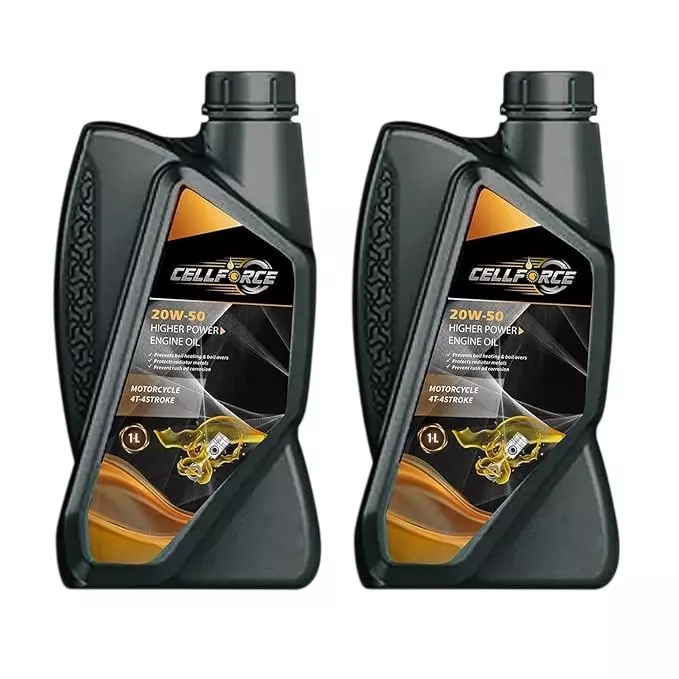 Cellforce Fully Synthetic 4 T-4 Stroke Engine Oil Yellow 1 L Bottle Liquid Product Form for Motorcycle Use, C_20w50_2L (Pack of 2 Pcs)