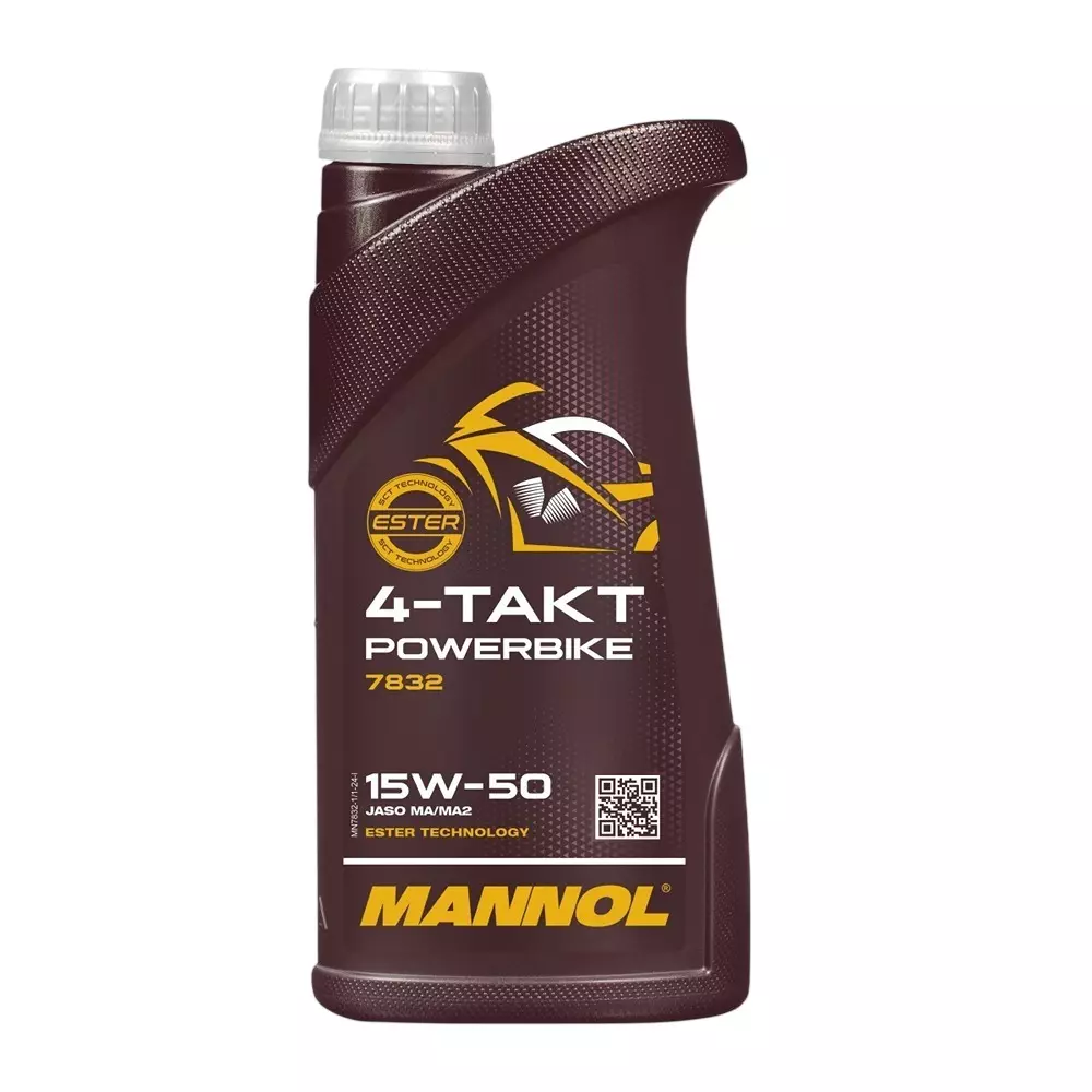 Mannol 1 L 4-Takt Powerbike Synthetic Engine Oil 15W-50 Suitable For 4-Stroke Petrol Engines, 7832