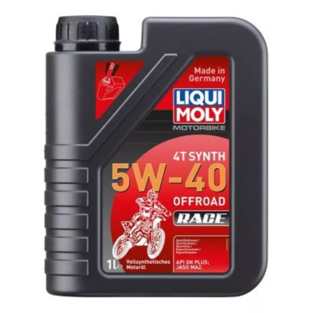 Liqui Moly 1 L 4T Offroad Race Synthetic Motor Oil 5W-40 Viscosity Grade and 0.845 g/cm³ at 15°C Density, 3018