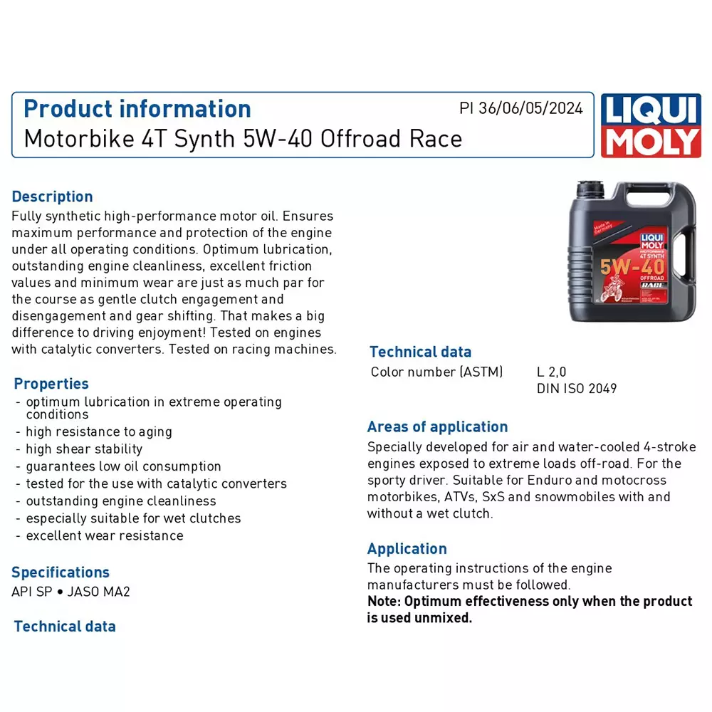 liqui-moly-1-l-4t-offroad-race-synthetic-motor-oil-5w-40-viscosity-grade-and-0845-gcm-at-15c-density-3018