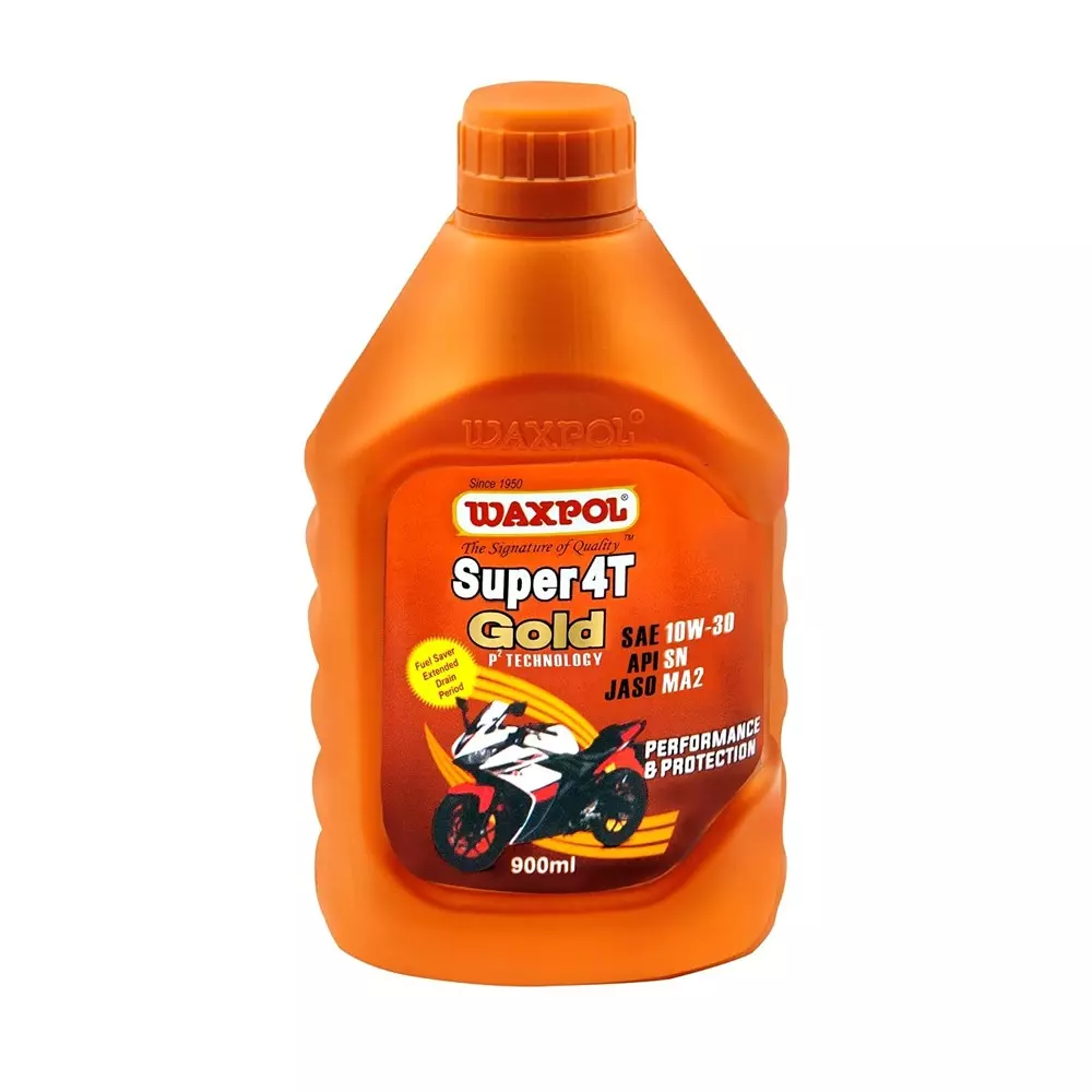 Waxpol 900 ml 4 Stroke Engine Oil 10W 30 Viscocity for 4 Stroke Motorcycles With Wet Clutches, Super 4T Gold