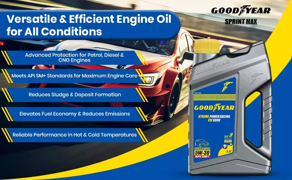 GOODYEAR 3.5 Ltrs 5W30 API SM+ Xtreme Power Racing FX 8000 Semi-Synthetic Engine Oil