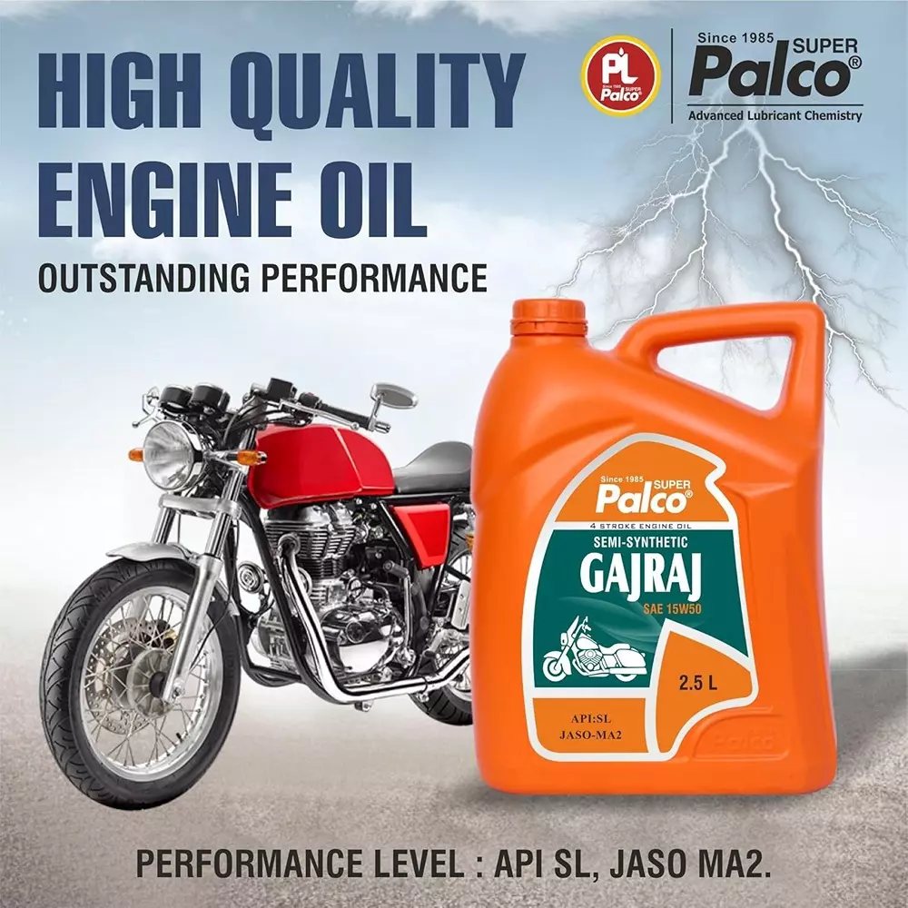 Palco Gajraj Engine Oil 2.5 L Capacity SL, JASO-MA 2 API 15W50 Clear Golden Natural