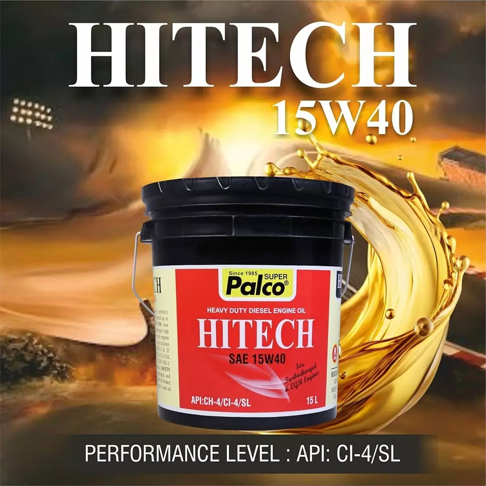 Palco Hitech Engine Oil 15 L Capacity CI-4 / SL API 15W40 Clear Golden Natural
