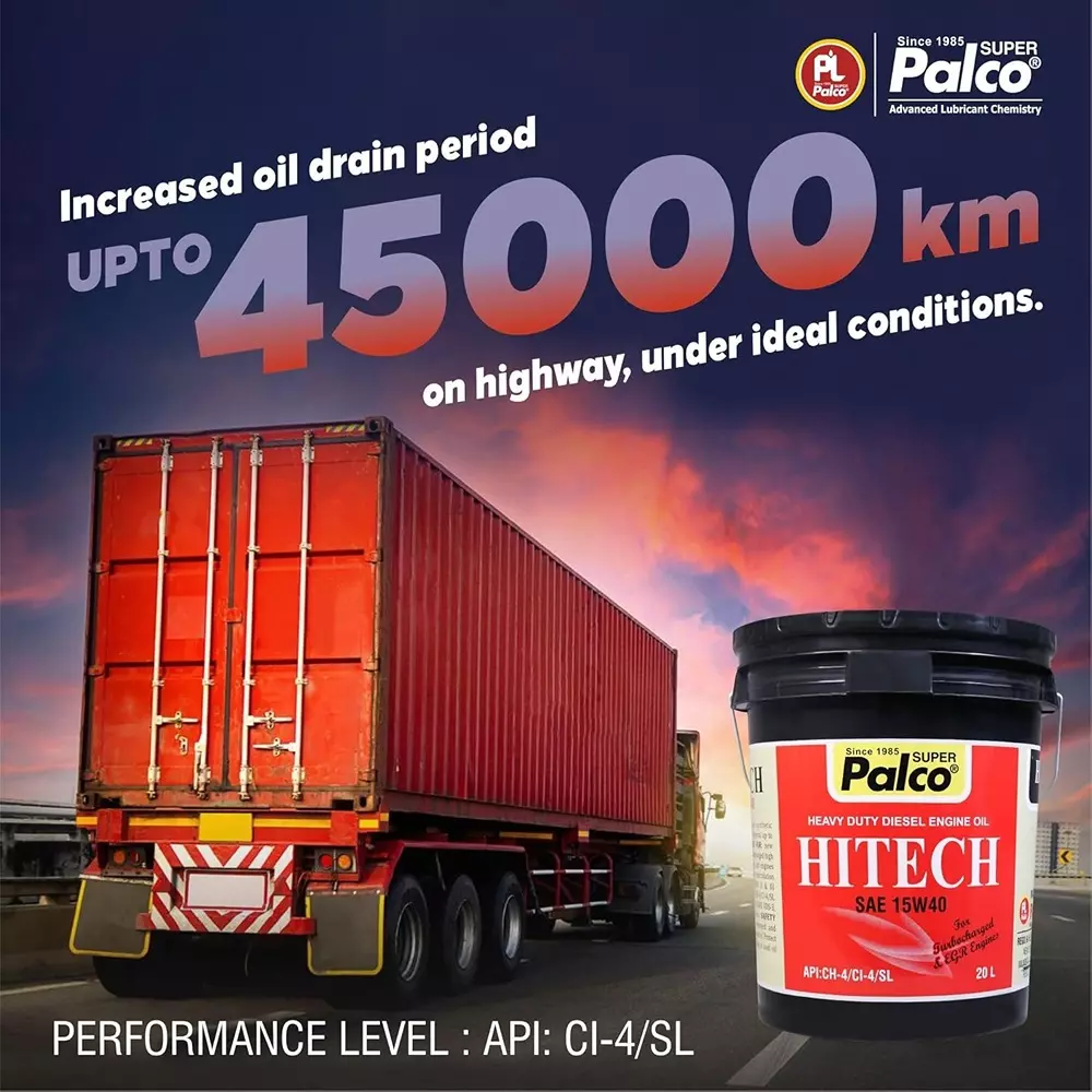 Palco Hitech Engine Oil 20 L Capacity CI-4 / SL API 15W40 Clear Golden Natural