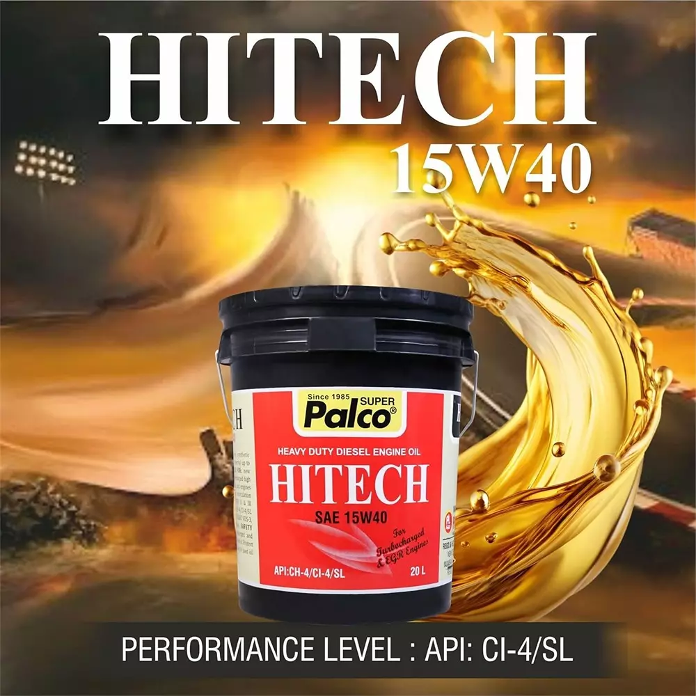 Palco Hitech Engine Oil 20 L Capacity CI-4 / SL API 15W40 Clear Golden Natural