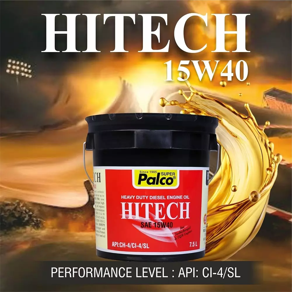 Palco Hitech Engine Oil 7.5 L Capacity CI-4 / SL API 15W40 Clear Golden Natural