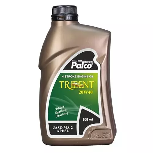 Palco Engine Oil SL, JASO MA-2 API 900 ml Capacity Trident 20W40 Clear Golden Natural