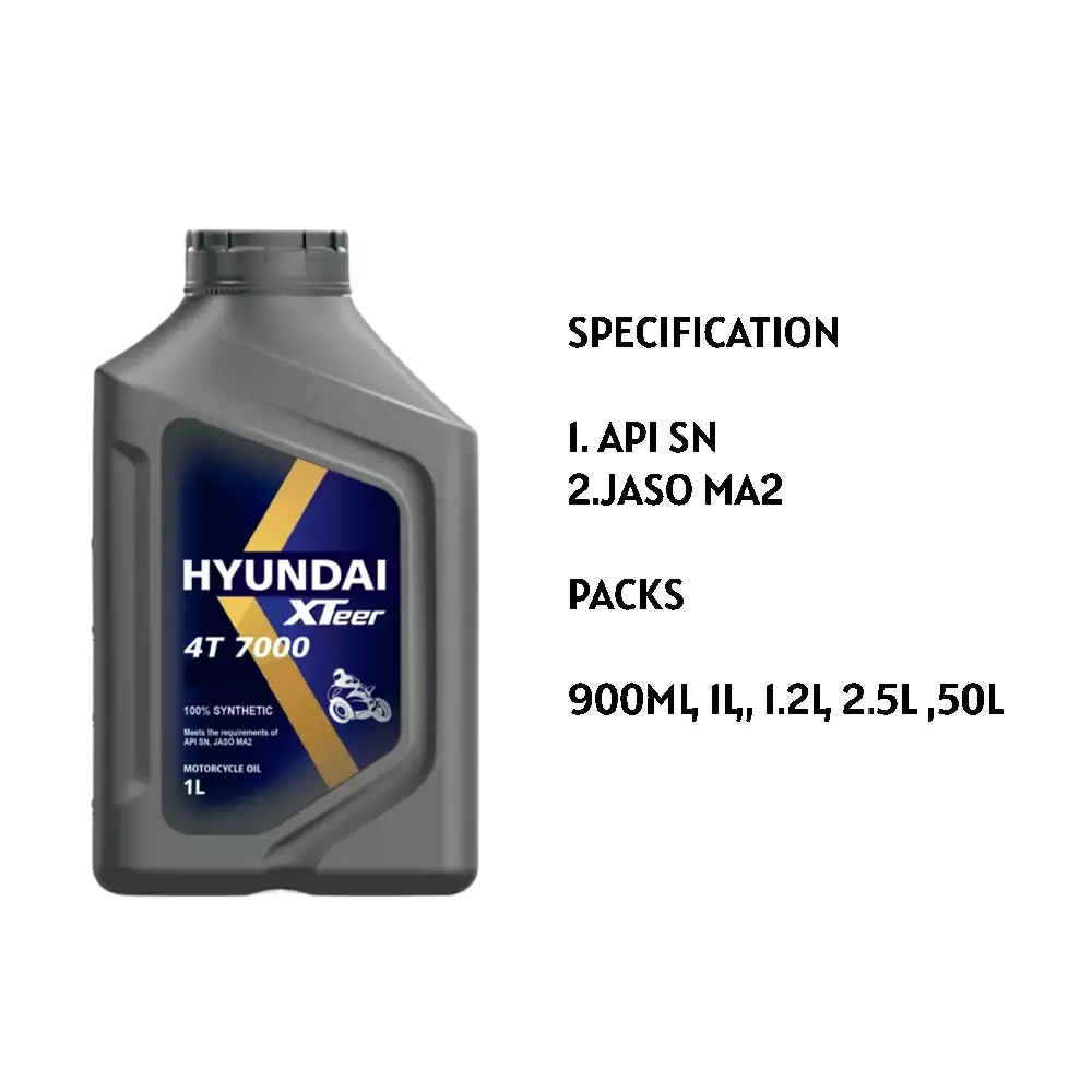 Hyundai XTEER 4T 7000 Engine Oil 15W50 SN 2.5 L Synthetic for 4-Stroke Small Engine