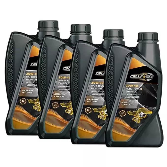 Cellforce Fully Synthetic 4 T-4 Stroke Engine Oil Yellow 1 L Bottle Liquid Product Form for Motorcycle Use, C_20w40_4L (Pack of 4 Pcs)