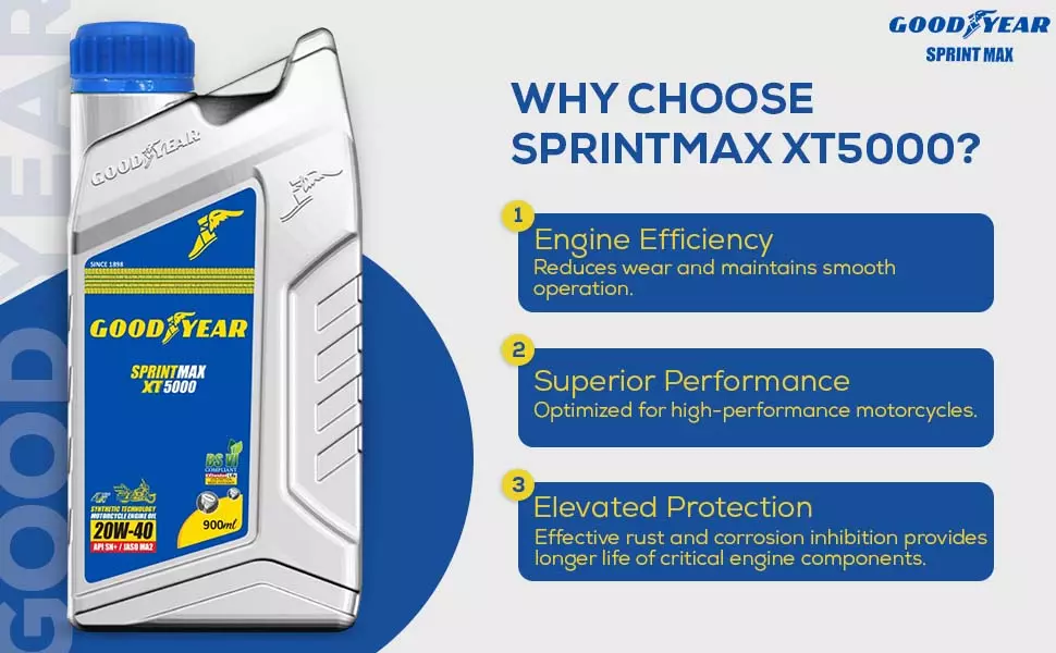 Goodyear Sprintmax XT5000 4T 20W-40 900 ml Engine Oil for Motorcycles