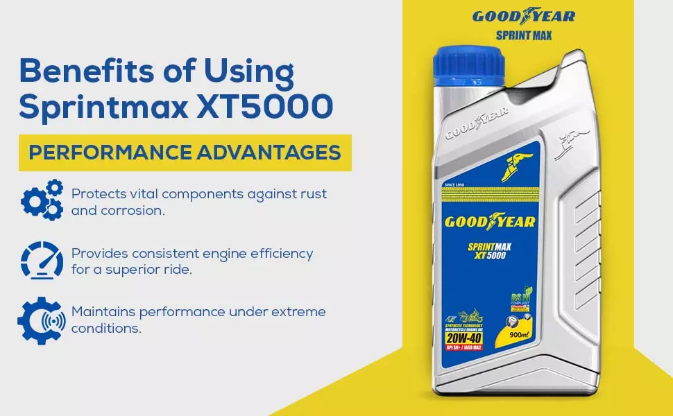 Goodyear Sprintmax XT5000 4T 20W-40 900 ml Engine Oil for Motorcycles