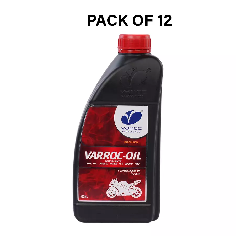 Varroc SAE 20W-40 SL MA2 Mineral Engine Oil 900 ml for Bike, VOIL-20W40-900SL (Pack of 12)