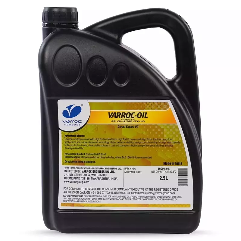 Varroc SAE 15W-40 CH-4 Multi Grade Engine Oil 2.5 L for 3 Wheeler Diesel Engine, VOIL-15W40-2500CH