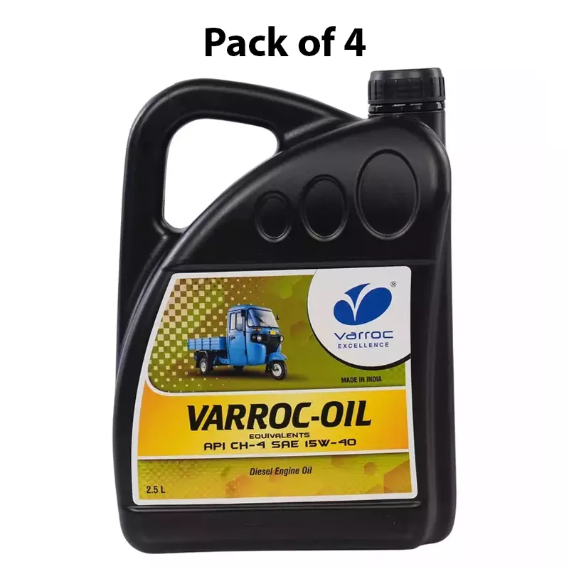 Varroc SAE 15W-40 CH-4 Multi Grade Engine Oil 2.5 L for 3 Wheeler Diesel Engine, VOIL-15W40-2500CH (Pack of 4)