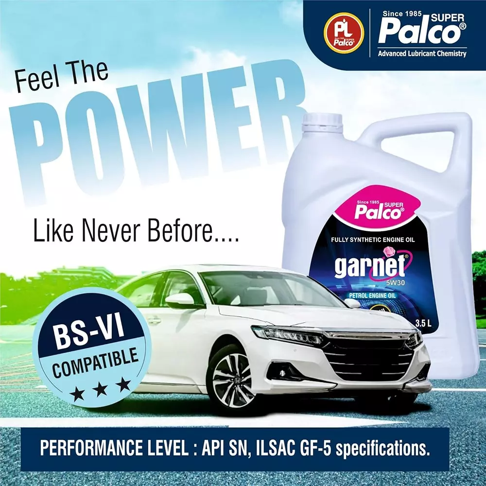 Palco Garnet Engine Oil 3.5 L Capacity SN, ILSAC GF-5 API 5W30 Clear Golden Natural