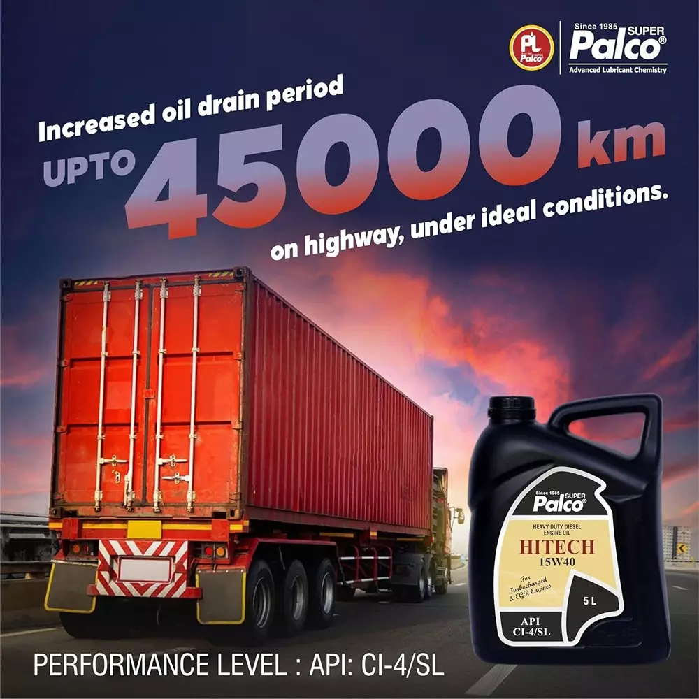 Palco Hitech Engine Oil 5 L Capacity CI-4 / SL API 15W40 Clear Golden Natural