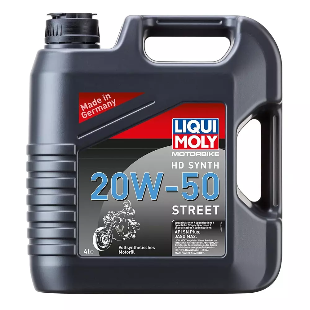 Liqui Moly 4 L HD Synth Street Synthetic Motor Oil 20W-50 Viscosity Grade and 0.850 g/cm³ at 15°C Density, 3817