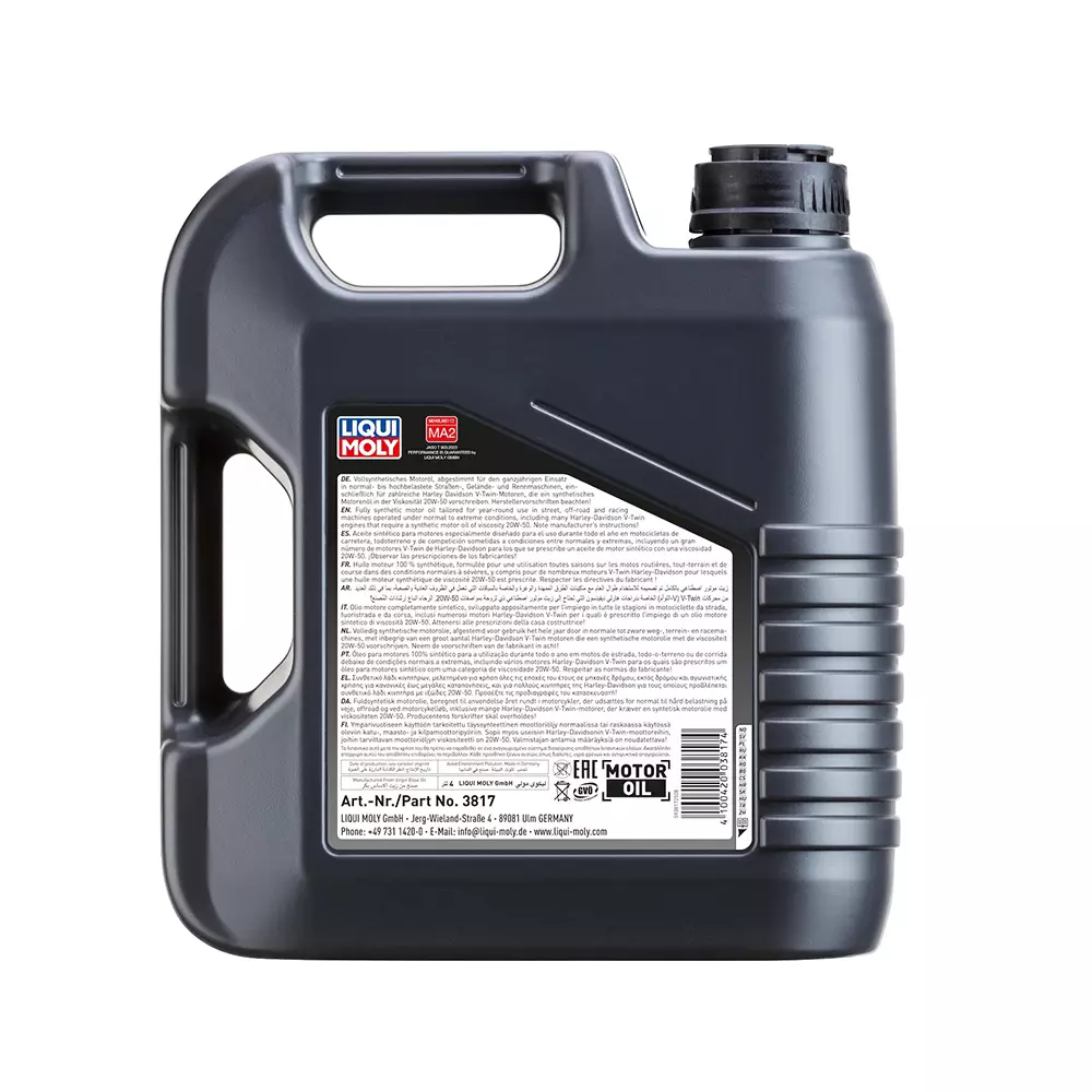 liqui-moly-4-l-hd-synth-street-synthetic-motor-oil-20w-50-viscosity-grade-and-0850-gcm-at-15c-density-3817