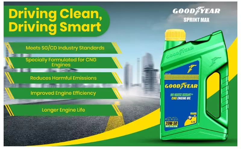 GOODYEAR Go Green+ 3.5 Ltrs 20W50 CNG Engine Oil For CNG Cars & Vehicles