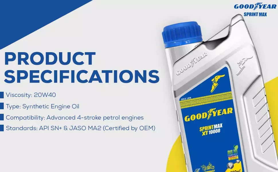 GOODYEAR 20W40 Sprintmax XT10000 4T Semi-Synthetic Engine Oil 0.9 Ltrs