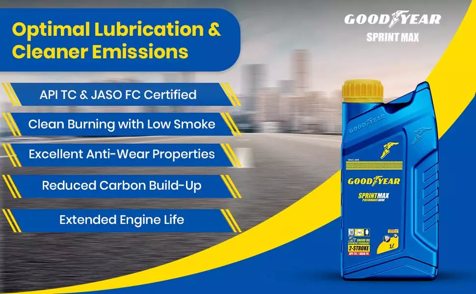 GOODYEAR 2T 2-Stroke Sprintmax Performance Drive 2T Semi-Synthetic Engine Oil 1.0 Ltrs