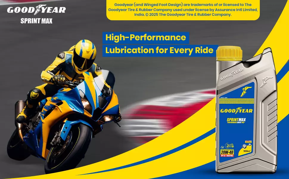 GOODYEAR 20W40 Sprintmax Performance Drive 4T Pro+ 4-Stroke Motorcycle Mineral Engine Oil 0.9 Ltrs