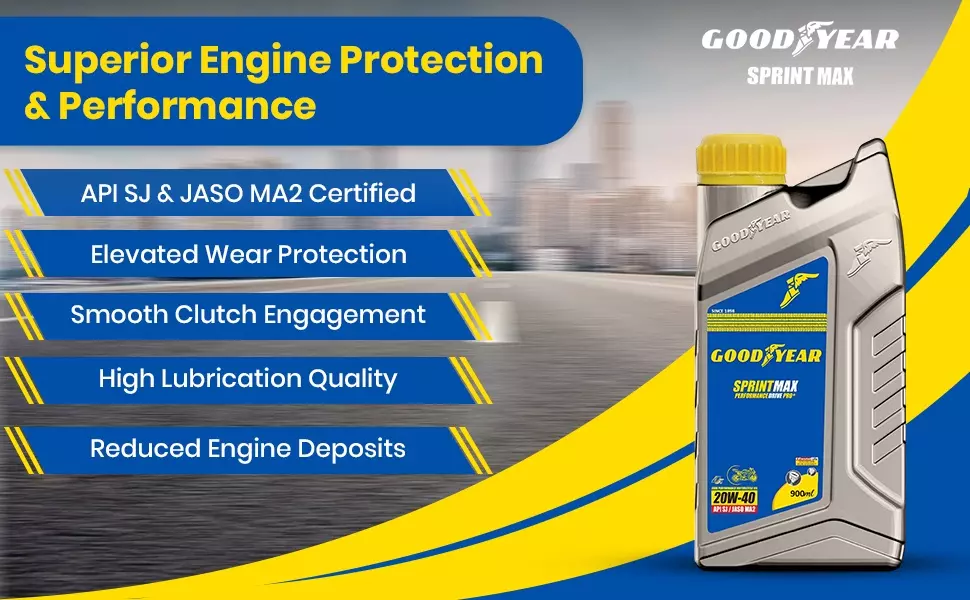 GOODYEAR 20W40 Sprintmax Performance Drive 4T Pro+ 4-Stroke Motorcycle Mineral Engine Oil 0.9 Ltrs