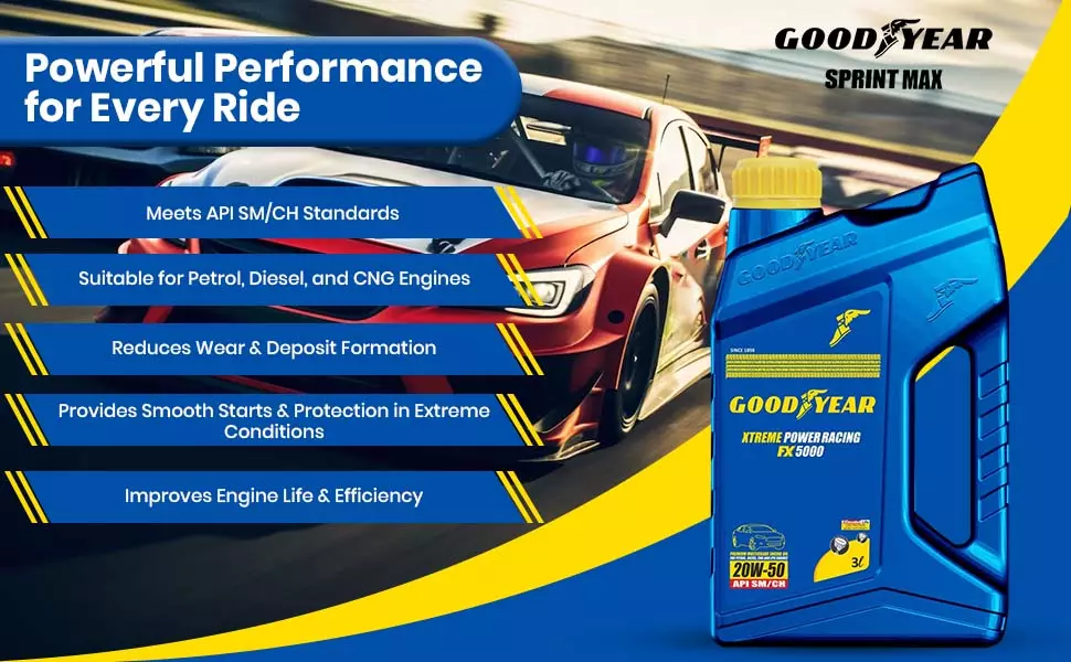 GOODYEAR FX 5000 20W50 API SM/CH Xtreme Power Racing  3.0 Ltrs