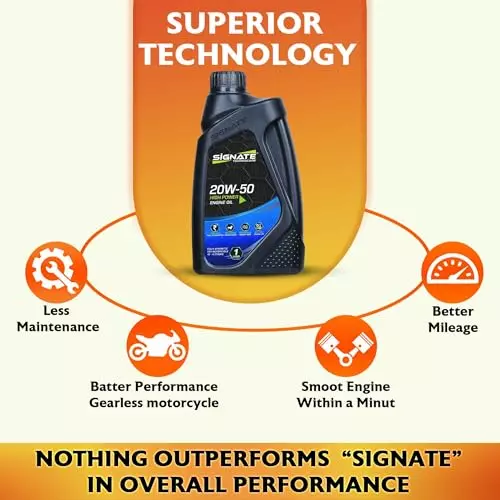 SIGNATE High Power Engine Oil 20W-50 1 L For Bikes (Pack of 4)
